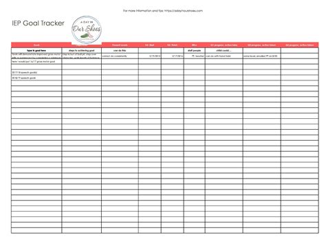 Printable Goal Tracker Templates Excel Word