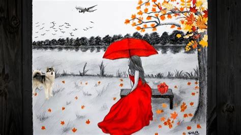 AUTUMN Scenery Drawing #6 / Kuz, rasm chizish | Рисунки, Легкие рисунки ...