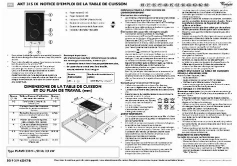 Notice plaque de cuisson WHIRLPOOL AKT 315 IX Trouver une solution à un