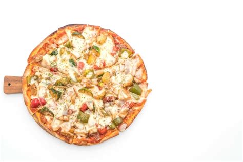 Premium Photo | Vegetarian pizza on white background