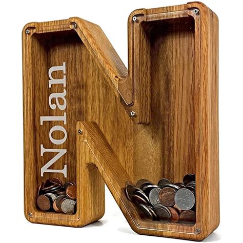 Personalized Wooden Piggy Bank Letter Coin Bank Wooden Money Box Frame