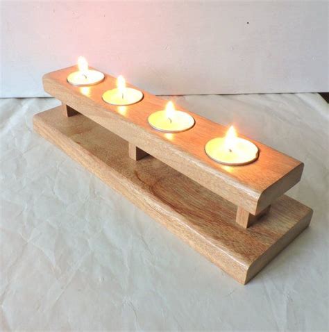 Wood Tealight Holder For 4 Candles Modern Wooden Candle Etsy Wooden Candle Holders Wooden