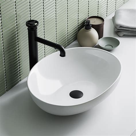 Arezzo Gloss White Curved Oval Counter Top Basin 0th 520 X 395mm