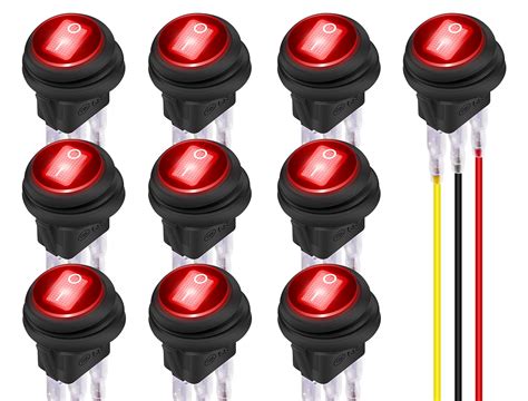 Buy Daiertek V Round Rocker Switch Waterproof Red Led Round Toggle