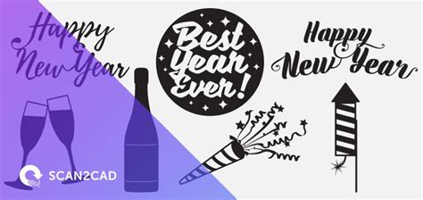 Happy New Year Free Dxf Files Scan2cad