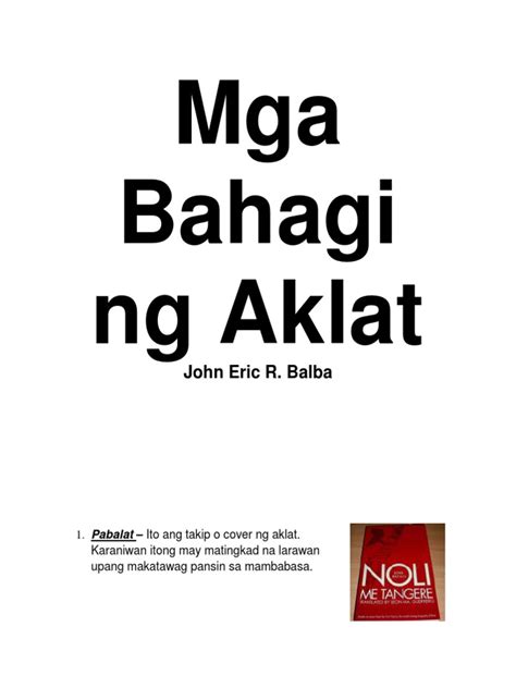 Mga Bahagi Ng Aklat Pdf