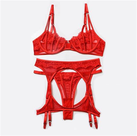 Sexy Mesh Lingerie Red Lingerie Set Erotic Naughty Etsy