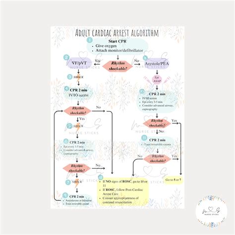 Acls Algorithm Sheet Healthcare Acls Advanced Life Support Nurse Cheat Sheet Nursing Sheet