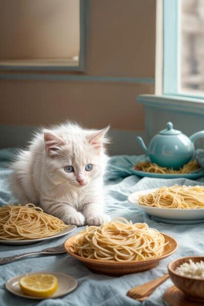 Premium Ai Image Adorable Encounter Turkish Angora Kitten Indulging