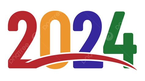 2024 Happy New Year Red Yellow Blue And Green 2024 Year Icon Png And