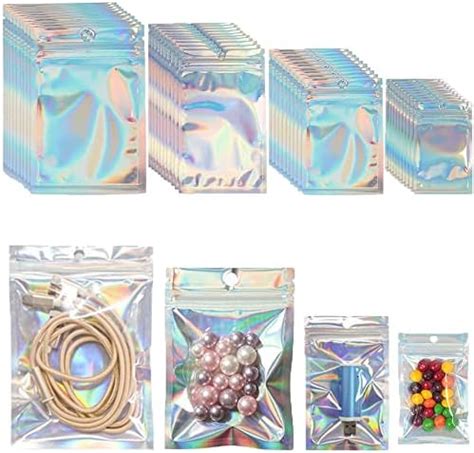 Pcs Holographic Bags Bosoirsou Sizes Smell Proof Bags Mylar Bags