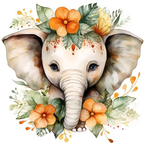 Premium Ai Image An Elephant With Flowers And Leaves On It