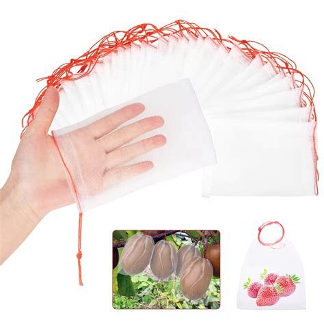 Gegong 40pcs Fruit Protection Bags For Strawberry 6x4 Garden Netting Bags With Drawstring