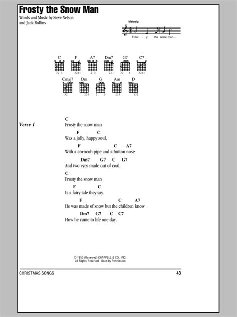 Frosty The Snow Man by Gene Autry - Guitar Chords/Lyrics - Guitar ...