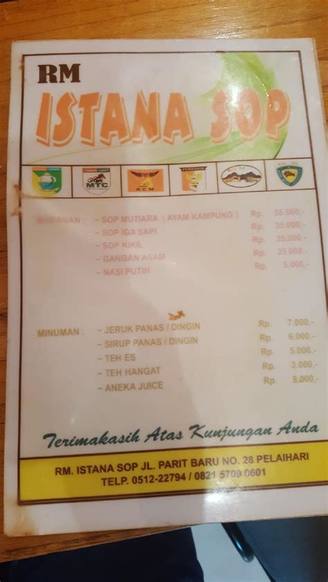 Menu At RM Istana Sop Restaurant Angsau