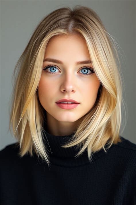 32 Low Maintenance Medium Length Haircuts Sleek Blonde Lob With A