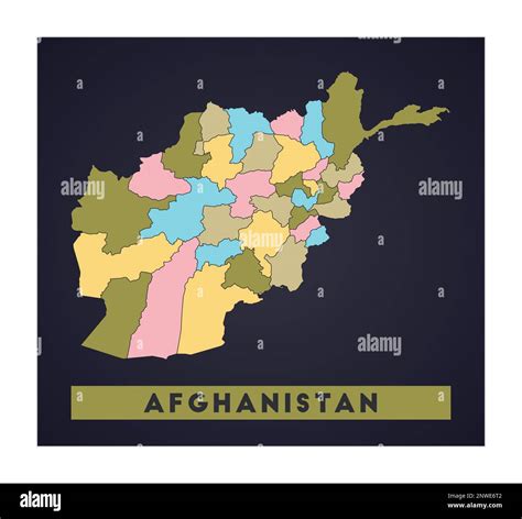 Afghanistan Map Country Poster With Regions Shape Of Afghanistan With