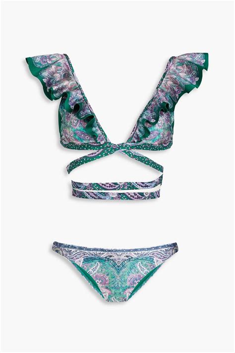 ZIMMERMANN Ruffled Paisley Print Bikini THE OUTNET