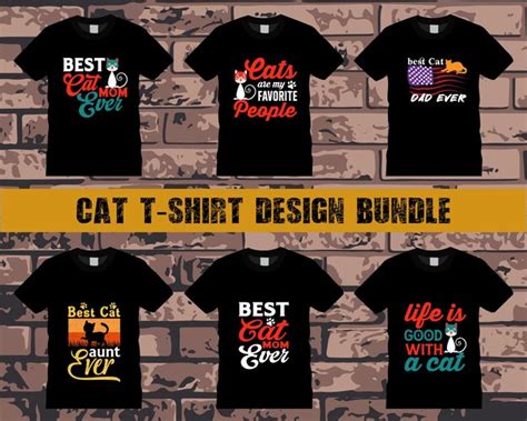 Premium Vector Typography Vector Cat T Shirt Design Bundle