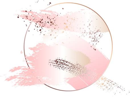 Pink Rose Nude And Golden Brush Strokes In Gold Vector Image