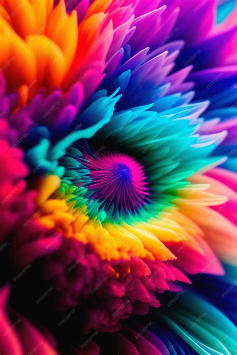 Premium Ai Image A Rainbow Colored Flower With A Spiral Design