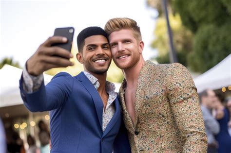 Premium AI Image Shot Of Two Gay Men Taking A Selfie Together At An Event