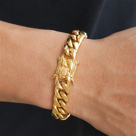 High Quality Heavy 18k Gold Cuban Link Bracelet China Hip Hop Jewelry