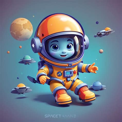 Icono Vectorial De Dibujos Animados De Un Astronauta Lindo Conduciendo Una Nave Espacial Ovni