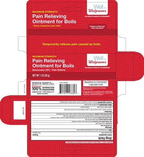 Dailymed Walgreens Pain Relieving For Boils Benzocaine Ointment