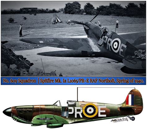 No 609 Squadron Spitfire Mk Ia L1065 PR E RAF Northolt Spring Of