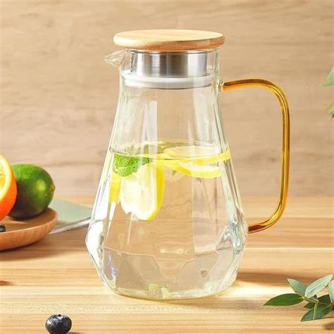 Carafe Eau De Litres Pichet En Verre Design Diamant Moderne