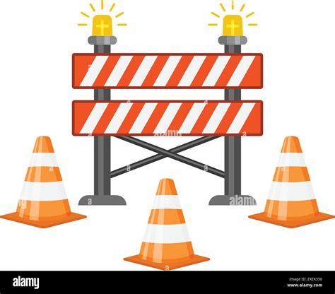 Stop Traffic Road Barrier Icon In Flat Style Roadwork Vector