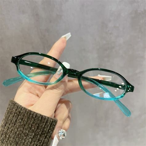 Anti Blue Light Vintage Oval Small Frame Glasses Stylish Y2k Street Millennium Spicy Girls Clear