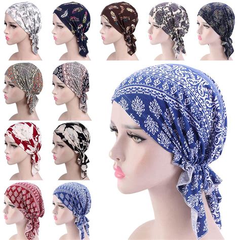 Buy New Fashion Muslim Scarf Ruffle Chemo Hat Turban Hat Printed