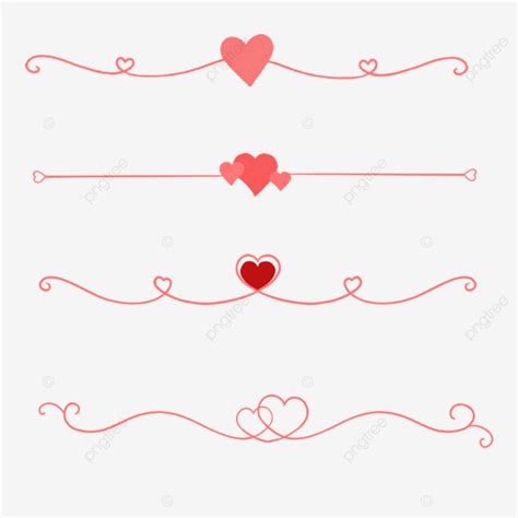 heart dividers retro lines decorative set illustration heart divider