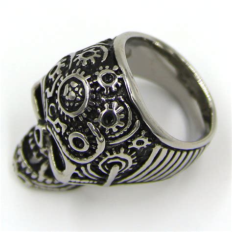 Anillo Hombre Acero Calavera Mec Nica Colmillos Estiloss