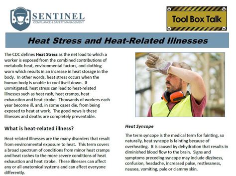 Free Toolbox Safety Talk Heat Stress And Heat Related Illness