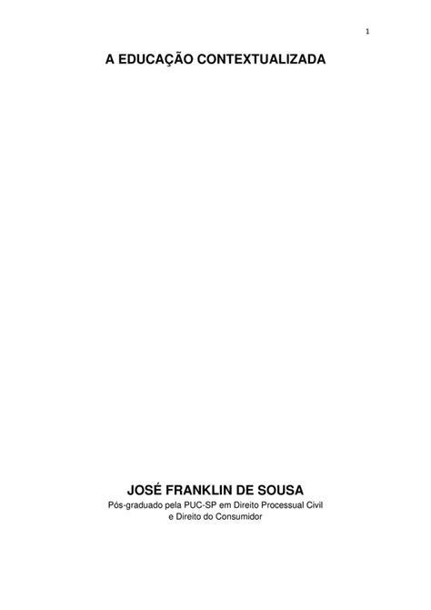 A EducaÇÃo Contextualizada Por JosÉ Franklin De Sousa Clube De Autores