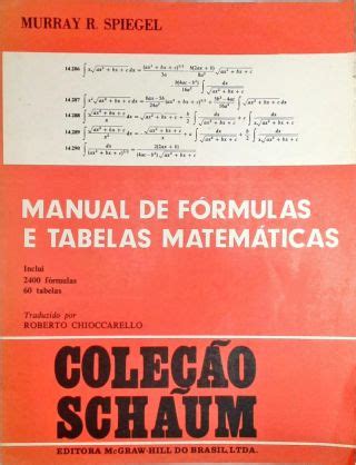 Manual De F Rmulas E Tabelas Matem Ticas Murray R Spiegel Tra A