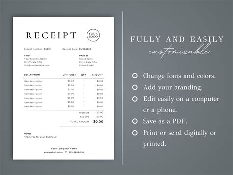 Receipt Template Google Docs Receipt for Small Business Editable ...