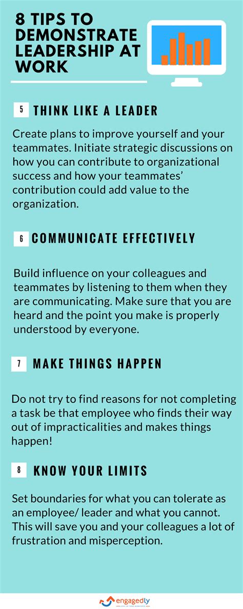 8 Tips To Demonstrate Leadership At Work Infographic Engagedly