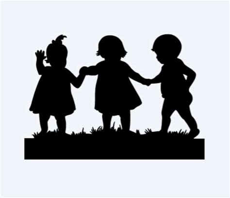 Children Holding Hands Silhouette