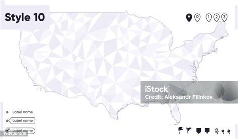 Usa United States Of America White And Gray Low Poly Map Polygonal Map ...