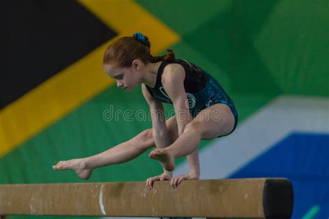 Gymnast Girl Focus Beam Apparatus Stock Photos Free And Royalty Free