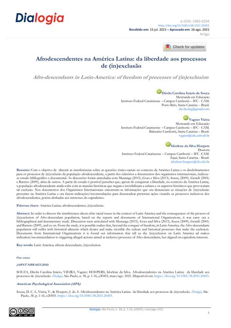 PDF Afrodescendentes na América Latina da liberdade aos processos de in exclusão