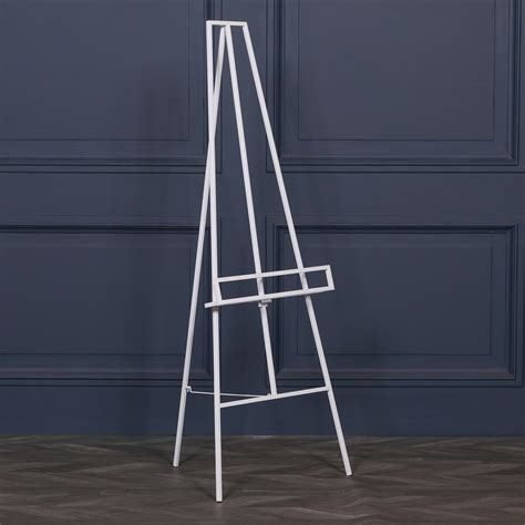 Contemporary White Freestanding Metal Display Easel With Shelf