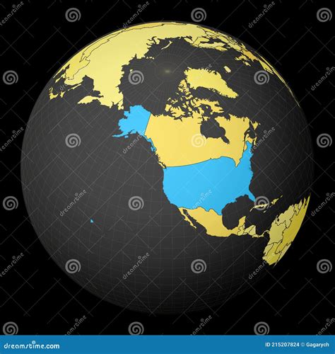 Usa On Dark Globe With Yellow World Map Stock Vector Illustration Of