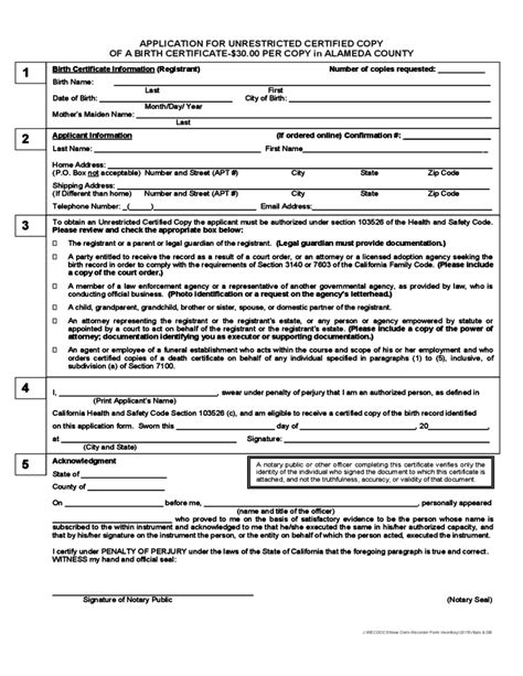 Printable Kentucky Birth Certificate Application Printable Templates