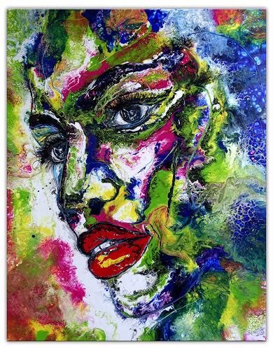 Wandbild Amazone Moderne Malerei Gesicht Abstrakt Gemalt Acryl Gem Lde