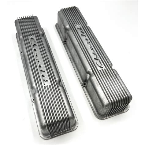 Holley Aluminum Finned Chevrolet Script Valve Covers For Small Block